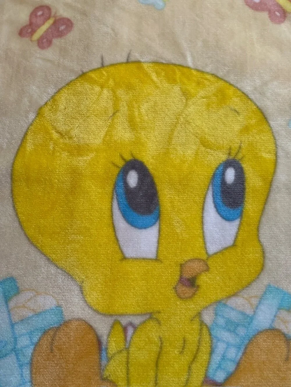Vintage 2001 Baby Tweety Bird Looney Tunes Crib Blanket Plush Infant 28x42 Y2K